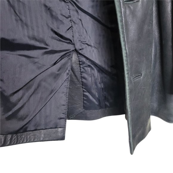 *SOLD* Brandini le collezioni Men's Black Leather Coat Size Large - Picture 2 of 11